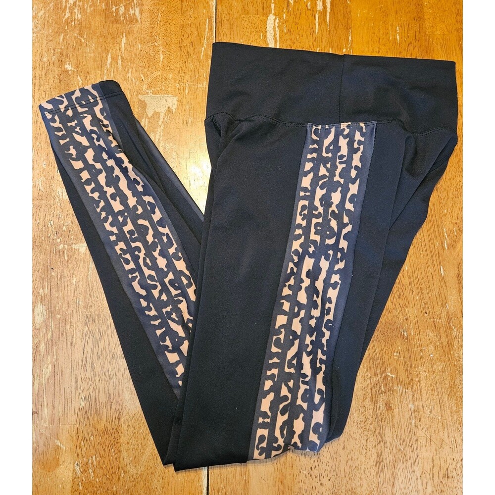 Beach Riot Sport Leggings Size Medium Athletic Wear Black Leopard Print Sides